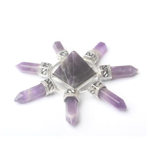 Natural Rose Pink Quartz Clear Crystal Amethysts 7 Chakra Hexagon Prism Magic Wand Energy Tower Reiki Pendulum Healing Amulet
