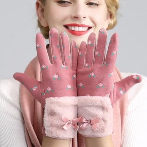 Fashion Winter Gloves Touch Screen Gloves for Women Waterproof Gloves&Mittens Cotton Suede Hand Wear Thick Warm Driving Gloves