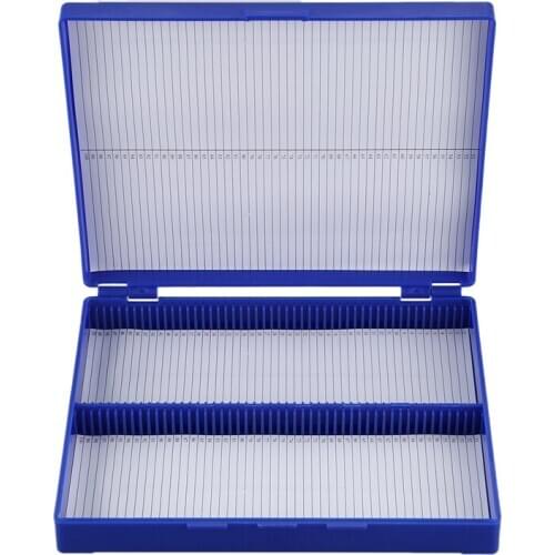 Royal Blue Plastic Rectangle Hold 100 Microslide Slide Microscope Box