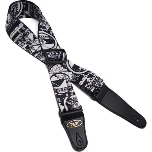 Geometric Construction Pattern Guitar Strap Electric Guitar Acoustic Guitar Folk Guitar Bass Strap