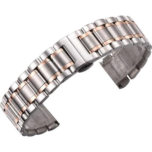 Silver Watchband stainless steel Watch Straps Bracelet 14mm 16mm 18mm 20mm 22mm for ladys quartz wristwatch band mens