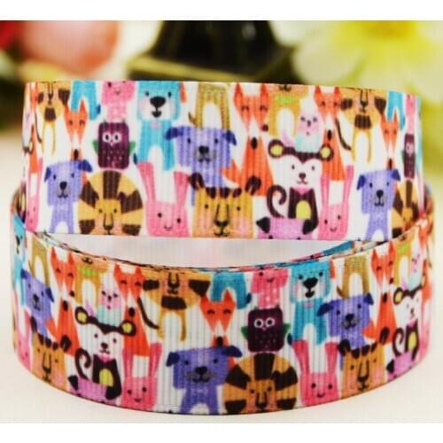 22mm 25mm 38mm 75mm animal cartoon printed Grosgrain Ribbon party decoration 10 Yards X-03655