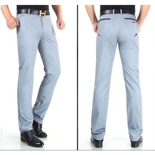 Stretch Formal DressTrousers For Men Summer Straight Classic Mens Total Freedom Relaxed Classic Fit Flat Front Pant