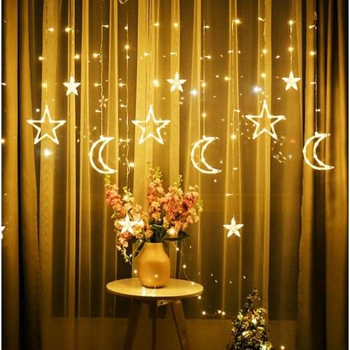 LED Light String Stars Moon Pendant High Brightness PVC Party Decor String Night Light Home & Garden Decor for Festival & Party
