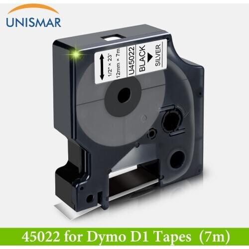 Unismar for Dymo D1 Labels Tapes 40922 9mm*7m Black on Silver Compatible Label Maker Manager 120P 210D 360D LaLabeling Machine