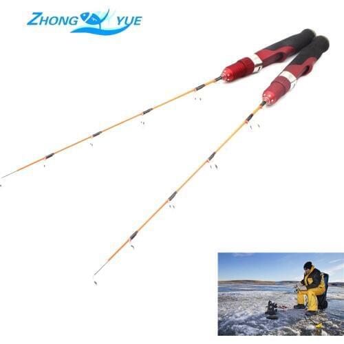High Quality Red MINI ice fishing rod carbon rod 47cm valve boat pole ice fishing rod fishing tackle set Free Shipping