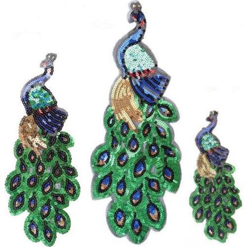 T shirt Women patch DIY sequins 60cm peacock deal with it biker patches for clothing stickers 3d t shirt mens free shipping