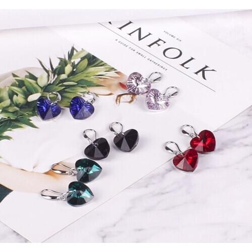 2020 Austria Crystal Silver Plated Earrings Blue Heart of Ocean Shaped Earring for Birthday Gift for Women pendientes mujer moda