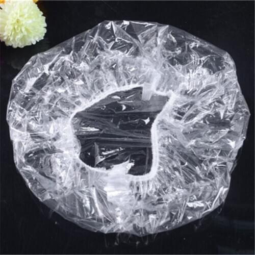 100pcs Disposable Shower Caps spa salon hotel elastic shower Hat Clear Hair Salon Bathroom Products Beauty Accessories