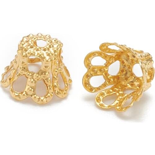 Iron Bead Caps, Golden, 6x4.5mm, Hole: 1mm