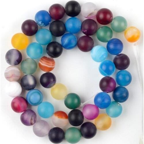 4/6/8/10/12mm Dull polished Multicolor Stripe Agates Stone Beads Loose Spacer Beads Necklace Bracelet For Jewelry Making Diy