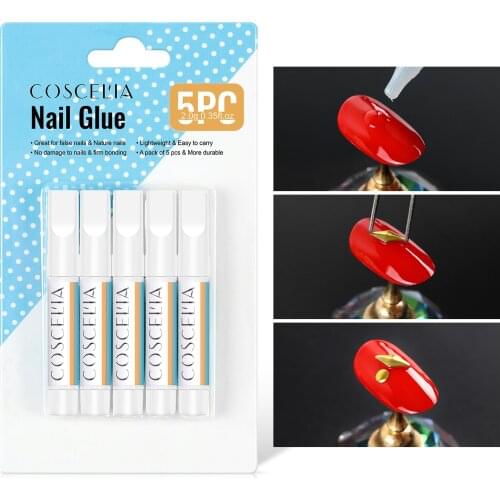 5pcs Fast Drying Nail Art Glue For False Nails Nail Accessories For Glitter UV Acrylic Rhinestones Decorations Manicure Tool