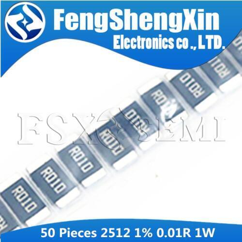 50PCS 2512 SMD Resistor 1% 1W 0.01R 0.01 ohm 10mR 25121WJ010LT4E 0.01E 0.01Ω 0R01 010L 10mR R010