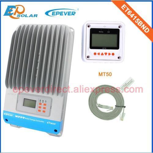 60A mppt regulator Solar Portable panels tracer MPPT ET6415BND Free shipping low price MT50 remote Meter 24V/48V battery