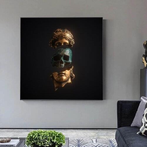 Abstract Canvas Painting Wall Art HD Gold David Head and Skull Posters and Prints Nordic Picture Home Decor Modern Art Painting