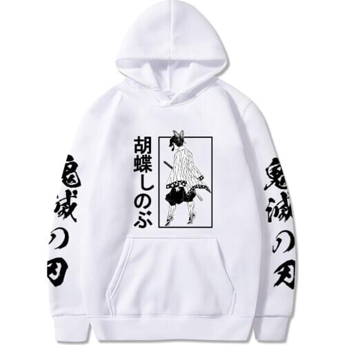 Anmie Demon Slayer Kochou Shinobu Harajuku Hoodies Unisex Sweatshirt Long Sleeve Hoodie for Men