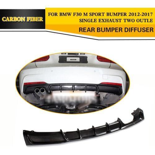 Carbon Fiber Car Rear Bumper lip spoiler Diffuser for BMW 3 Series F30 M Sport Bumper 2012-2017 Single exhaust two outle