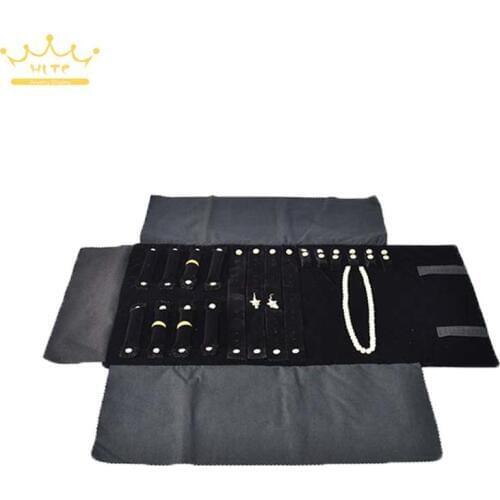 Free Shipping Jewelry Roll Bag Portable Carring Case Velvet Organizer Multi Functional Necklace Rings Earrings Storage Box