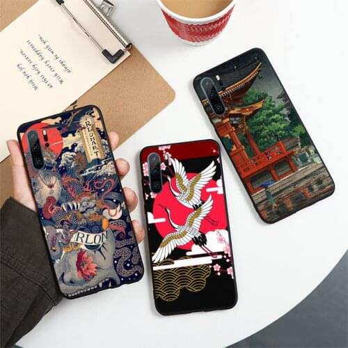 Japanese style Art pattern Phone Case For Huawei honor Mate P 10 20 30 40 i 9 8 pro x Lite smart 2019 nova 5t luxury cover