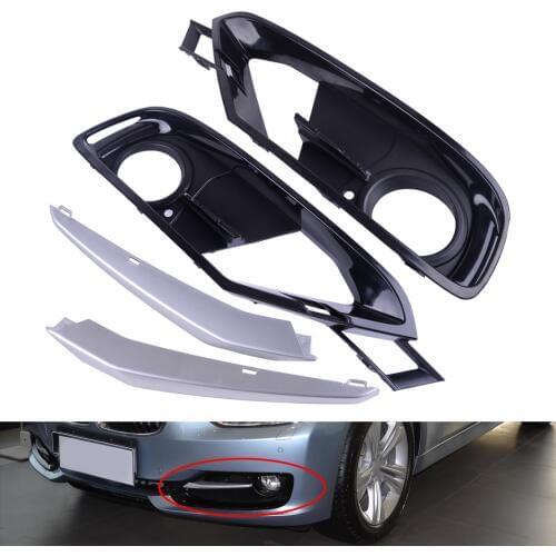 CITALL NEW 2 Open Grid Front Bumper Fog Light Grille 2 Chrom Trim Fit for BMW 3 Series F30/F31 2012-2015 51117300739 51117300740