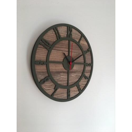 North Designed Booties Mildew Green Circle Decorative Wall Clock 30 Cm