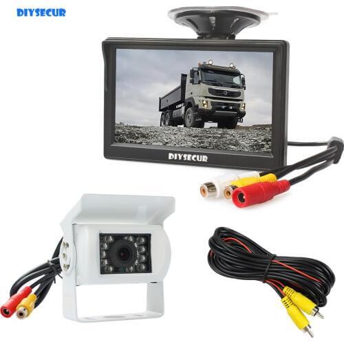DIYSECUR 5" Video Car Monitor IR Car Camera Rear View Camera Security System Parking Reversing System for Car Van Truck Bus
