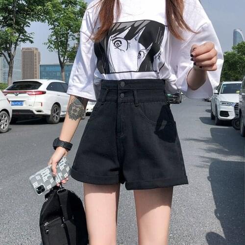 Denim Straight Shorts Women Solid Balck Summer Korean Version Harajuku Boyfriend Slim Female High Quality Fashion Clothing Daily