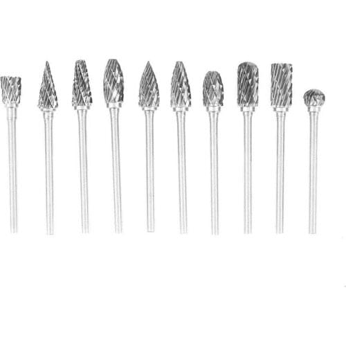 Electric Drill 10pcs Tungsten Carbide Steel Burrs Files Metalworking Carving Tool Set 3*6mm Mini Burrs for carving shaping