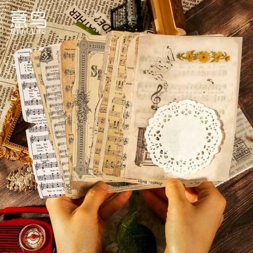 26Pcs/Bag Retro Movement Lace Material Paper Junk Journal Planner Scrapbooking Vintage Decorative DIY Craft Background Paper