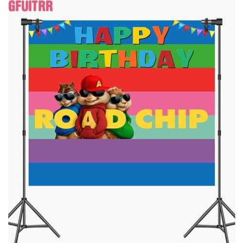 GFUITRR Alvin And The Chipmunks Photography Backdrops Kids Birthday Party Photo Backgrounds Banner Decoration Photo Props