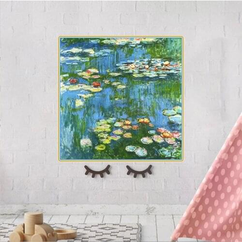 Canvas Oil Painting Claude Monet"Water Lilies, 1916"Wall Aesthetic Western Art Decor Poster Backdrop Home Interior Decoration