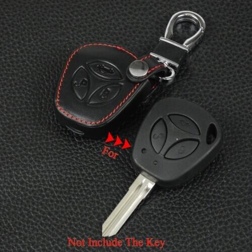 Kutery Leather Key Case Cover For Lada Priora Sedan Sport Kalina Granta Vesta X-Ray 3Buttons Remote Car Key Protector