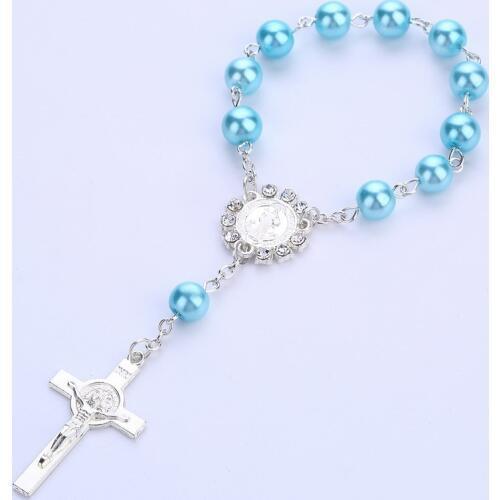 Cross pendant rosary bracelet Catholic communion cup wedding baptism return rosary