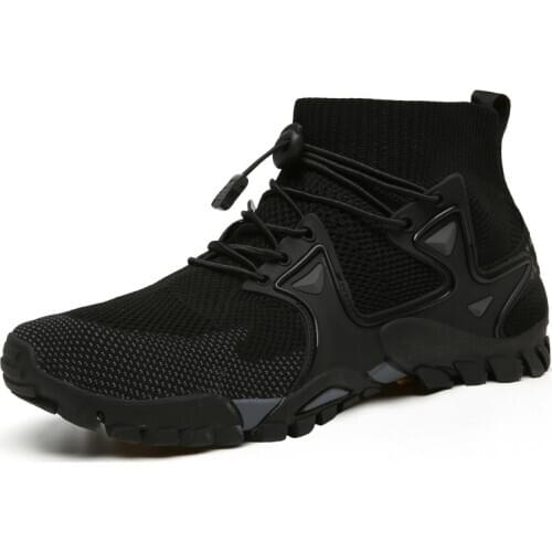 High Top Mens Hiking Shoes Breathable Mesh Male Climbing Sneakers Non-Slip Sports Trekking Footwear Lace Up Walking Jogging 47