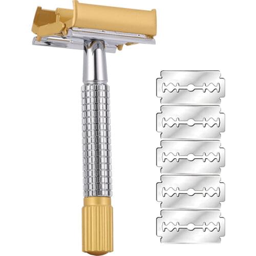 Men Shaver Kit Safety Razor Double Edge Razors Copper Handle Sand Gold Process Classic Dual Edge Razor