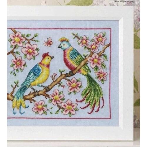 Love birds cross stitch kit 18ct 14ct 11ct counted cloth light blue canvas embroidery DIY handmade needlework cross-stitching