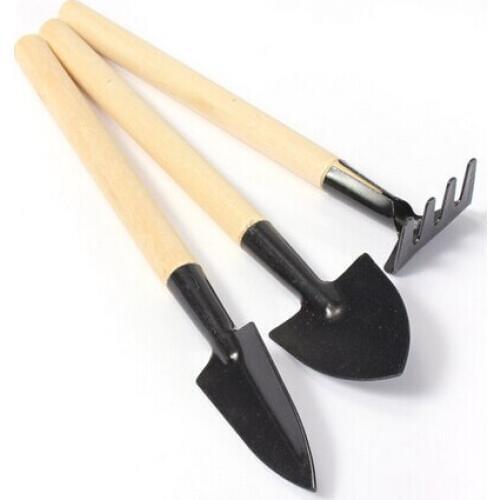3p Plant Garden Tools Set Wood Handle Metal Head Kids Tool Shovel Spade Small Gardening Supplies