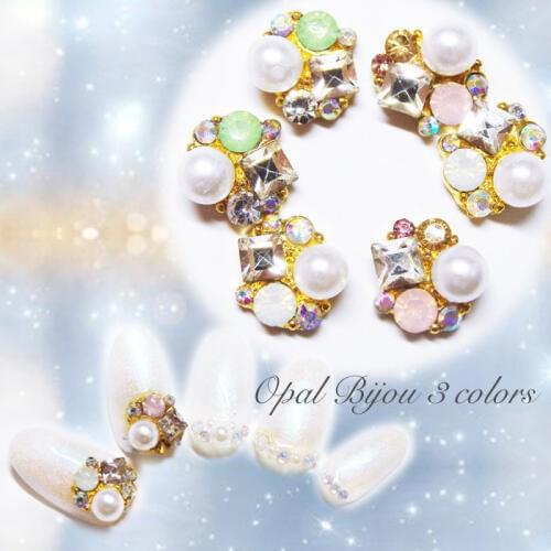 New arrive 10pcs alloy pearls nail art charms glitter opal rhinestones Japanese Korean trend metal nail jewelry nail metal parts