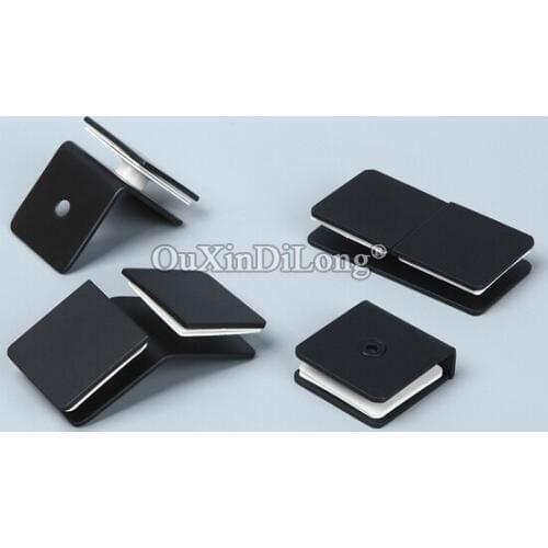 New Arrival 4PCS Dumb Black Shower Glass Clamps Clips Stainless Steel Glass Shelf Fixed Holder Brackets for 8~12mm Glass