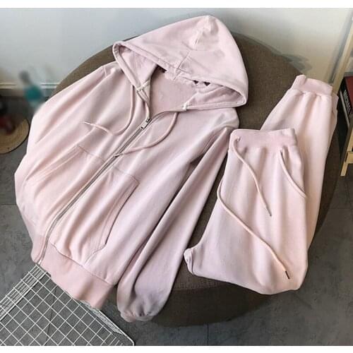 Autumn Tracksuit Set For Women Zipper Hoodies Sweatshirt Drawstring Jogging Pant Lady Suit 2021 Streetwear Sportwear Set Female