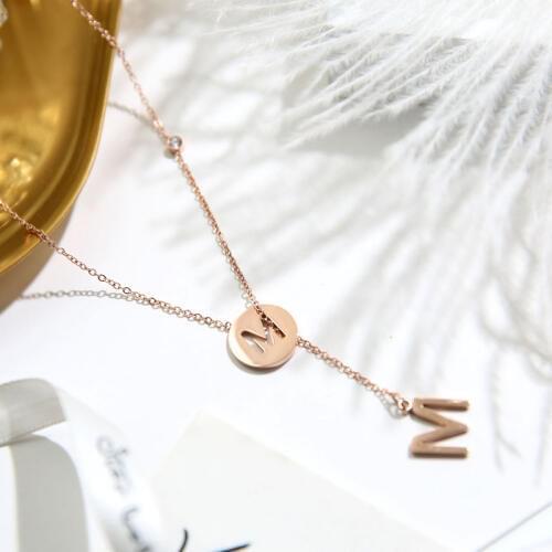 YUN RUO 2018 New Arrival Rose Gold Color Fashion Adjusted Letters Pendant Necklace Titanium Steel Woman Jewelry Gift Not Fade