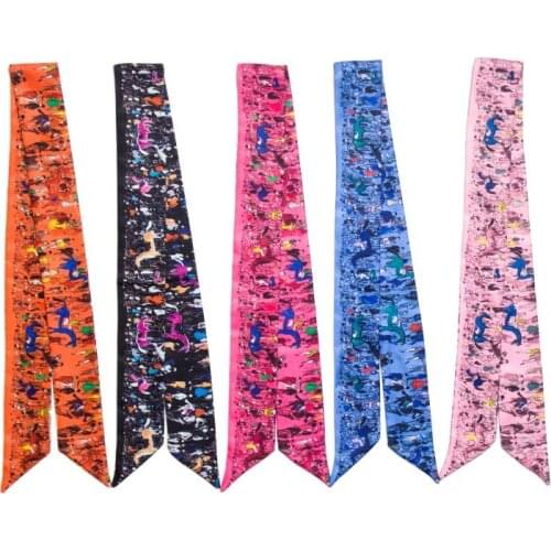 New Prom Printed Scarf Womens Fashion Silk Scarf Shawl Variety Tie Pack Ribbon Skinny Hairband Ladies Neck Scarf Wristband J37