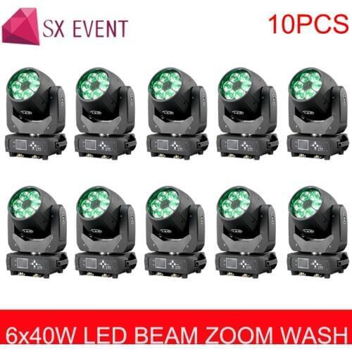 Professional DMX led stage lights 6x40W RGBW 4in1 Bee Eye Moving Head Light ZOOM Wash Function DJ Party Lighting