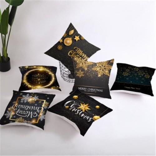 1pcs Christmas Cushion Cover Merry Christmas Decoration Pillowcases Santa Claus Polyester Throw Pillow Case Cover kerstmis 5z