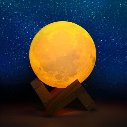 Led Night light 3D Print Moon Lamp Rechargeable Touch Switch Bedroom Bookcase Night Light Home Decor with 6 model