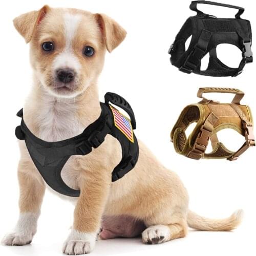 Tactical Dog Harness Military Dog Vest Training Vest for Small Dog Cat Outdoor Walking Hunting Adjustable Dog Vest with Handle