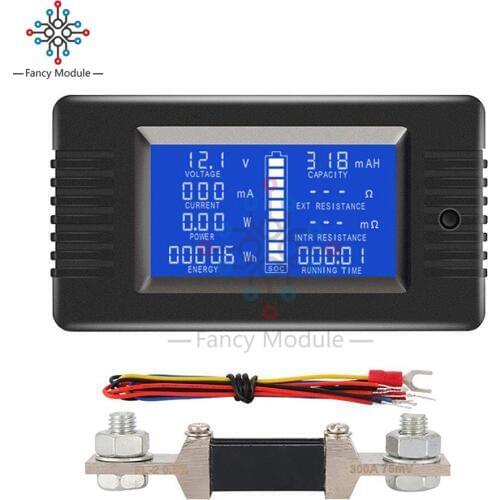 Diymore PZEM-015 300A Shunt Battery Tester Voltage Amp Power Capacity Internal & External Resistance Residual Electricity Meter