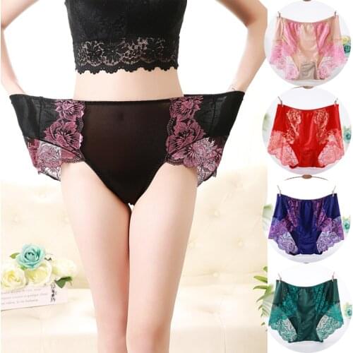 DKERT 4XL Women Panties Sexy Lace PLus Size Underwear Briefs High Waist Female Lingerie Underpants Transparent Super Panties