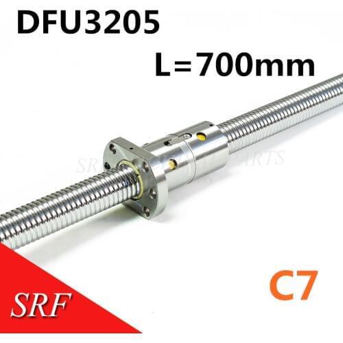 32mm Rolled Ballscrew 1pcs RM3205 L=700mm C7 Lead Ball Screw with DFU3205 Double ball nut no end machined for CNC parts