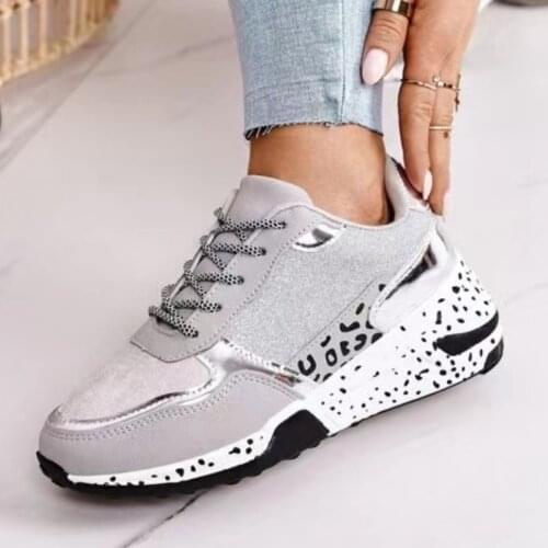 Women Sneakers 2021 Leopard Print Lace-Up Womens Vulcanize Shoes Platform Sports Ladies Sneakers Breathable Plus Women 556